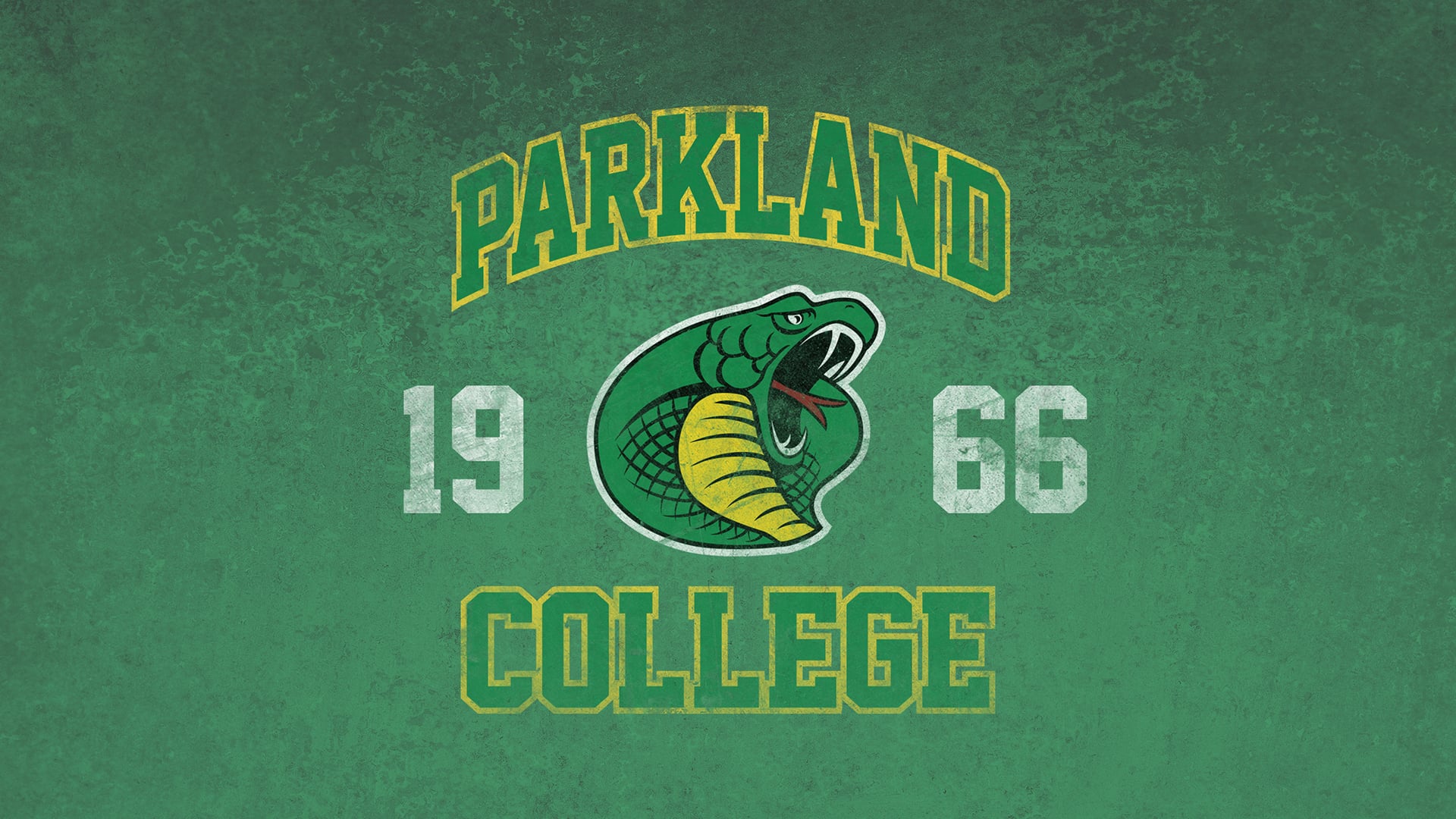 rustic athletic Parkland college and cobra logos on green